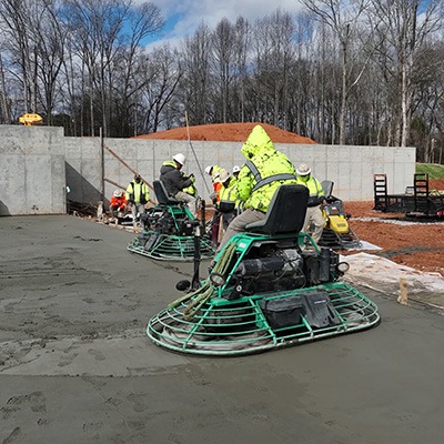 Men on seated trowels