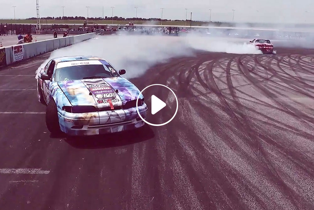 A car drifting on a racetrack